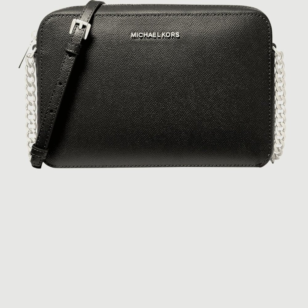 Michael Kors Jet Set Logo Crossbody Bag Black / Silver -BRAND NEW with tags